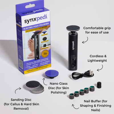3-in-1 Electric Foot Polisher - Callus, Hard, Cracked Skin Remover & Nail Buffer